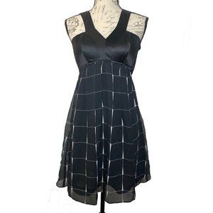 Express 95% Silk Babydoll Fit-flare Black Mini Dress Size XS V-neck